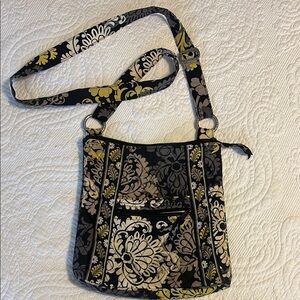 Floral Crossbody Bag - Black, Yellow, Gray